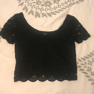 Black lace crop top Medium